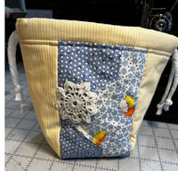 Image 2 of Yellow and Blue Quilted Drawstring Bag