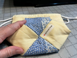 Image of Yellow and Blue Quilted Drawstring Bag