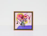 Image 1 of Flower Arrangement 1- 5x5" framed acrylic painting on canvas