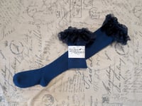 Image 1 of Wide Navy Embroidered Lace OTKs