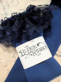 Image 2 of Wide Navy Embroidered Lace OTKs