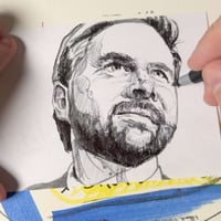 Image 4 of The Ascent — JD Vance in Ink | 4x6 | Original Ink Drawing