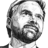 Image 1 of The Ascent — JD Vance in Ink | 4x6 | Original Ink Drawing