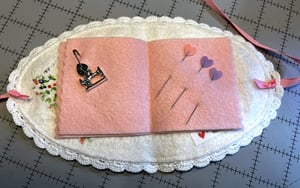 Image of Pink & Purple Embroidered Needle Book
