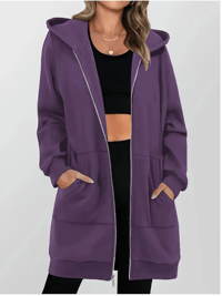 Image 1 of Women's Navy Blue Geometric Print Zip-Up Hoodie