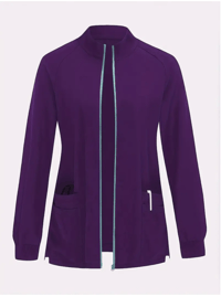Image 2 of Solid Color Zipper Pocket Long Sleeve