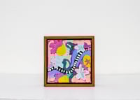 Image 1 of "Abstract Flower Garden" 2- 4x4" framed acrylic painting on canvas