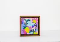 Image 1 of "Abstract Flower Garden" 4- 4x4" framed acrylic painting on canvas