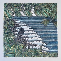 Image 1 of butcherbird - lino print
