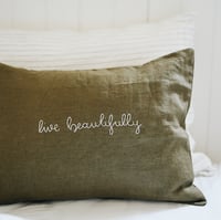 Image 1 of mini  cushion cover - olive - live beautifully