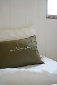 Image 2 of mini  cushion cover - olive - live beautifully
