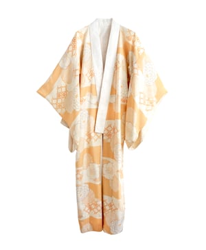 Image of Kimono dame af silke med store krysantemumblomster