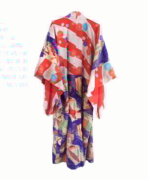 Image of Kimono dame af silke, uld og bomuld m. blade og margueritter / 'Too Fairy..'