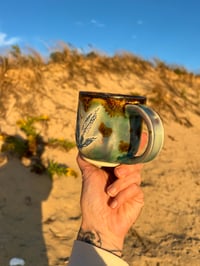 Image 2 of LEAFY PRINTED MUG - CELADON GREEN, SKY + DARK SPARKLE