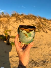 Image 3 of LEAFY PRINTED MUG - CELADON GREEN, SKY + DARK SPARKLE