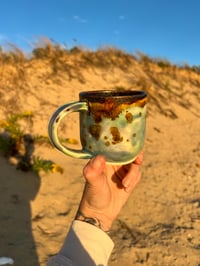 Image 4 of LEAFY PRINTED MUG - CELADON GREEN, SKY + DARK SPARKLE