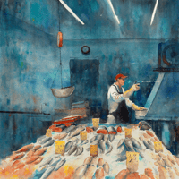The Fishmonger | 22"x22"