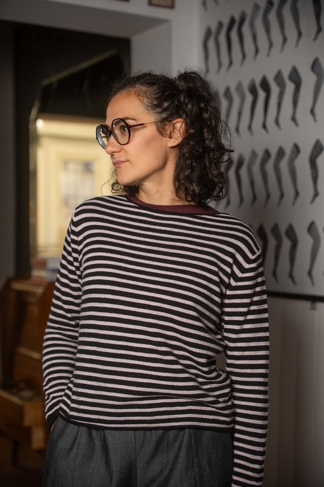 Image of Maglione a righe Rosa+Nero