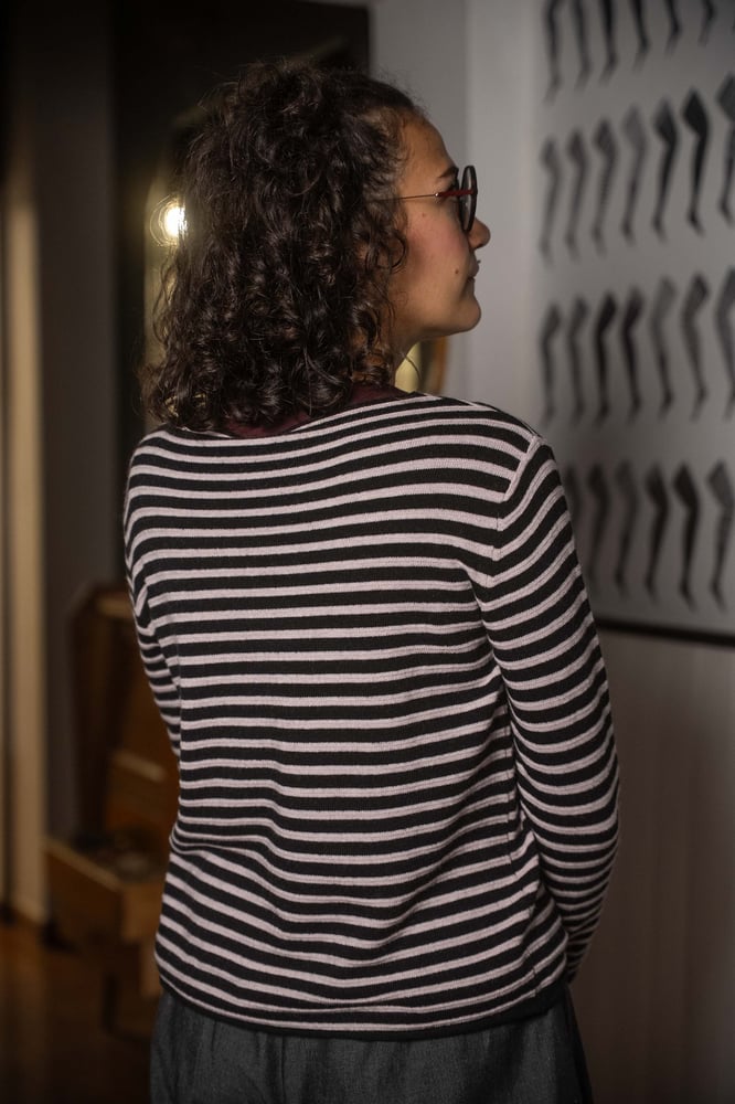 Image of Maglione a righe Rosa+Nero