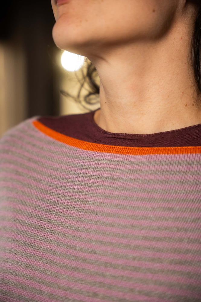 Image of Maglione TRICOLOR Grigio+Rosa+Zucca
