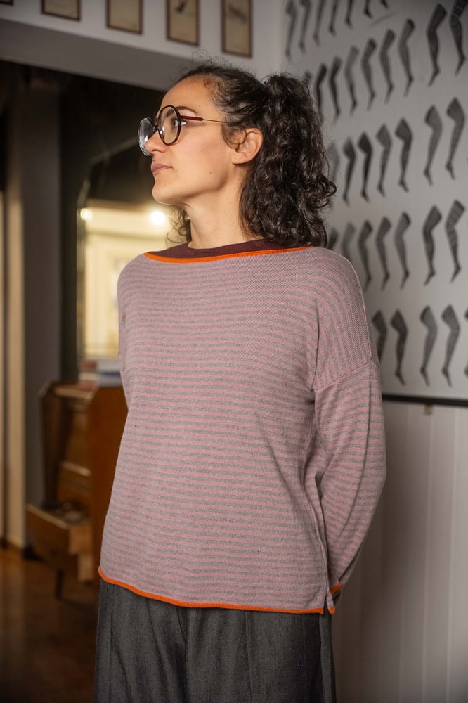 Image of Maglione TRICOLOR Grigio+Rosa+Zucca