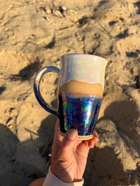 Image 5 of FULL MOON + DUNESCAPE MUG- WHITE + BLUE OPAL, 22K GOLD