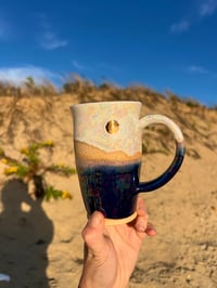 Image 3 of FULL MOON + DUNESCAPE MUG- WHITE + BLUE OPAL, 22K GOLD
