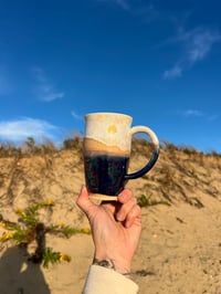 Image 4 of FULL MOON + DUNESCAPE MUG- WHITE + BLUE OPAL, 22K GOLD