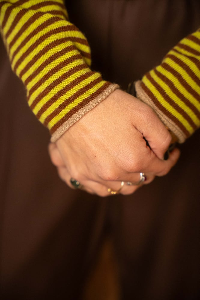 Image of Maglione TRICOLOR Pistacchio+Marrone+Sabbia