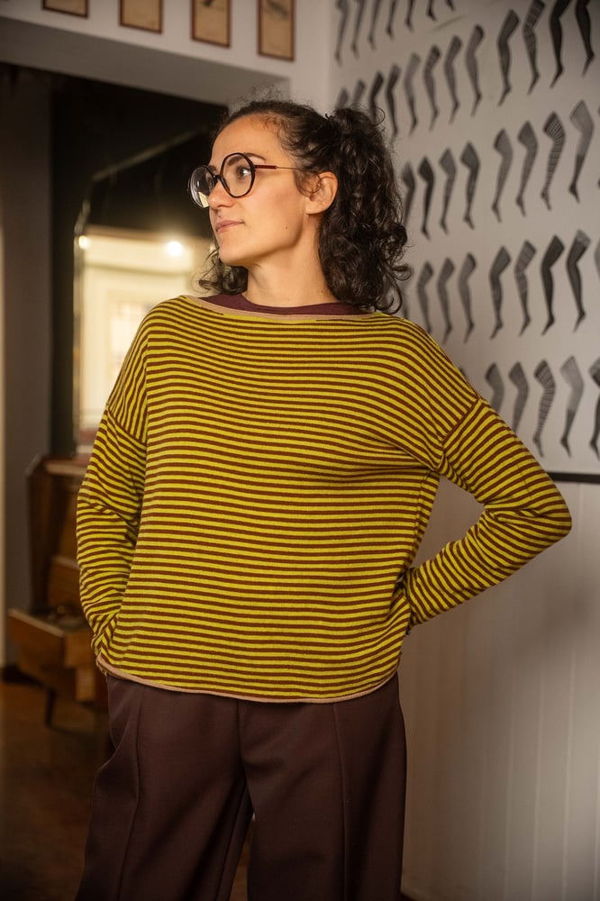 Image of Maglione TRICOLOR Pistacchio+Marrone+Sabbia