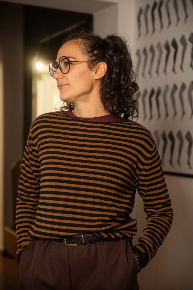 Image of Maglione a righe Marrone+Nero