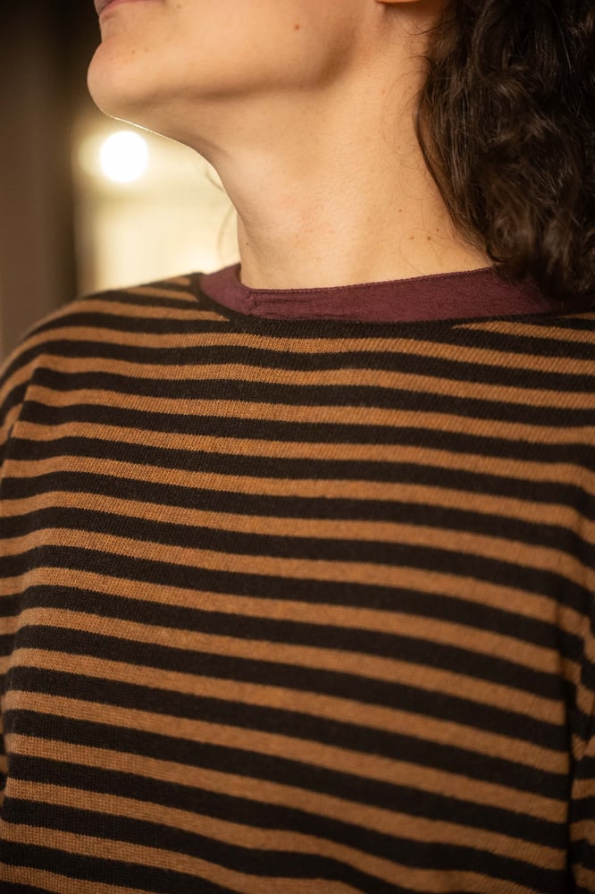 Image of Maglione a righe Marrone+Nero