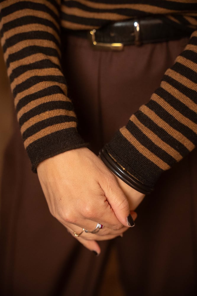 Image of Maglione a righe Marrone+Nero