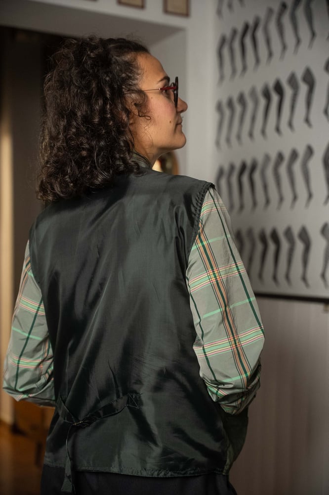 Image of Gilet verde in Camoscio