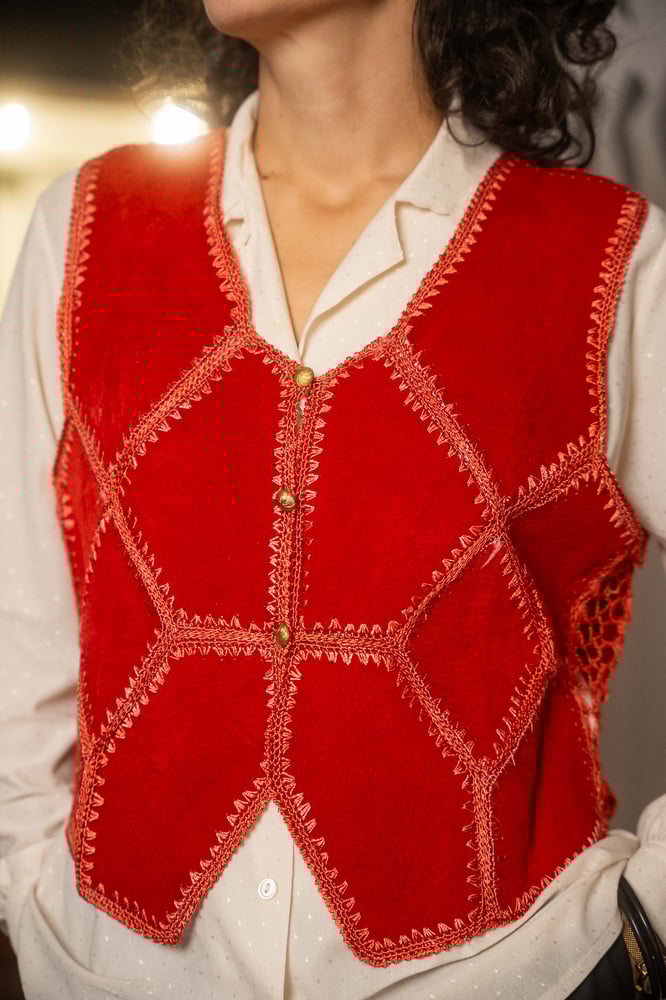 Image of Gilet patchwork rosso