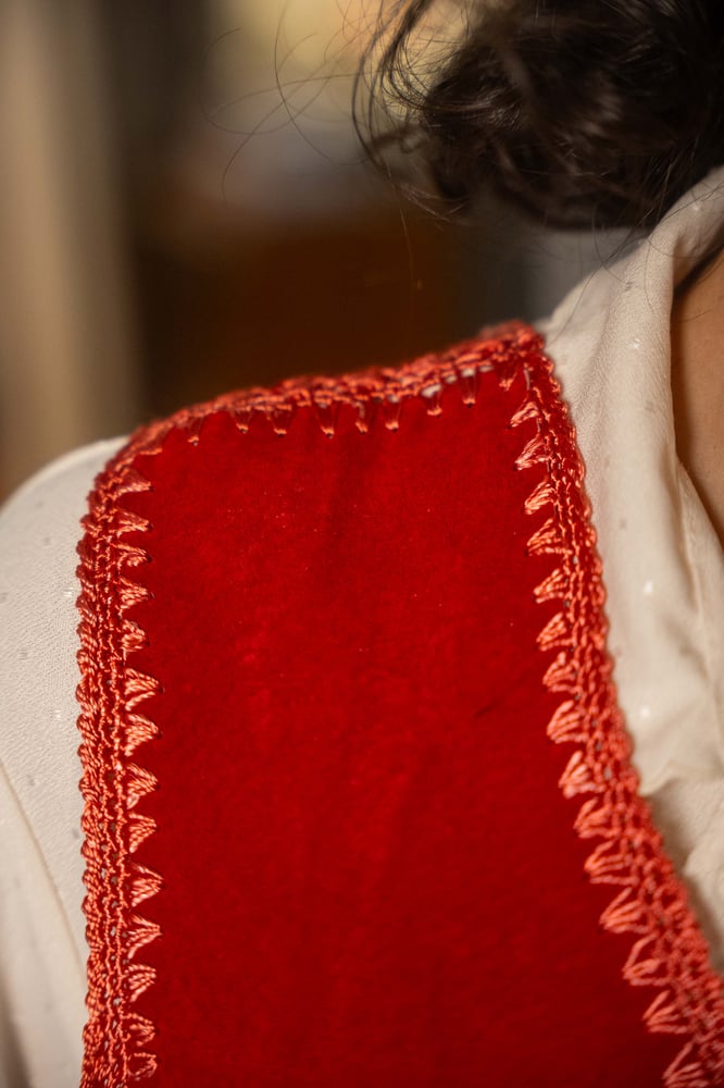 Image of Gilet patchwork rosso