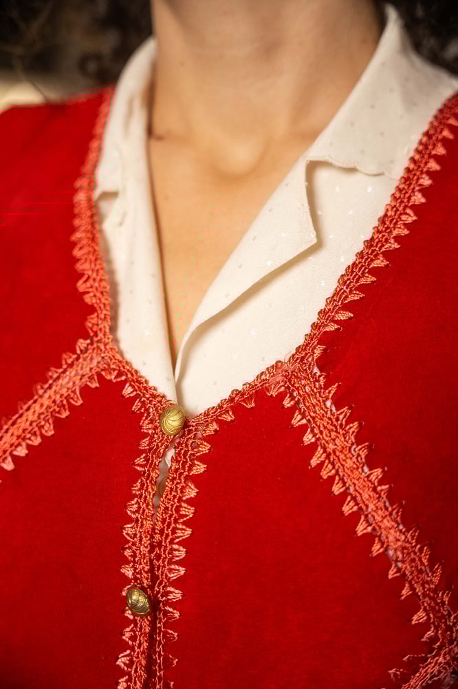 Image of Gilet patchwork rosso