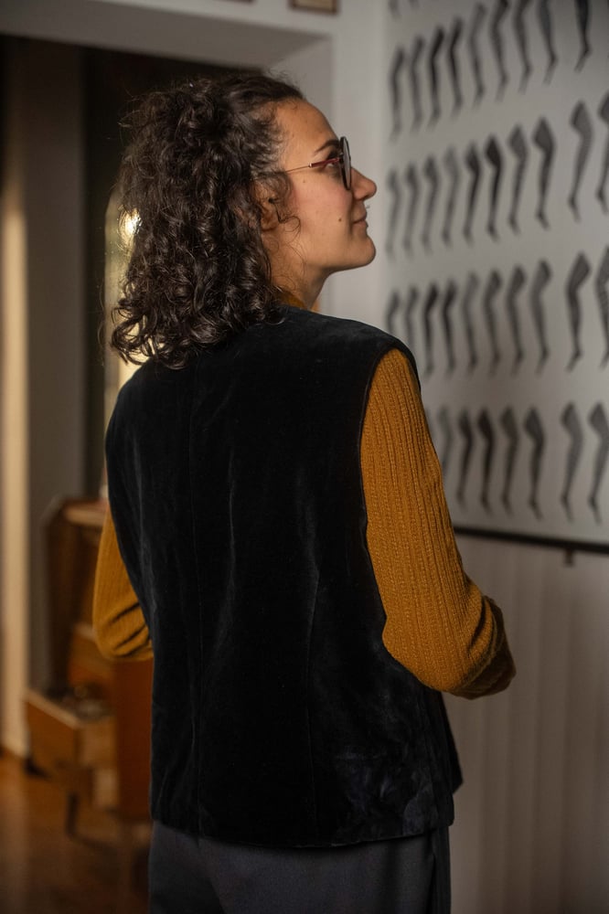Image of Gilet blu in velluto