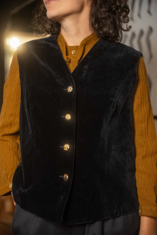 Image of Gilet blu in velluto