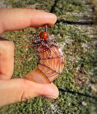 Image 1 of Carnelian Spider Web Moon Pendant