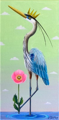 Great Blue Heron Pink Poppy