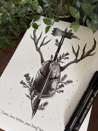 Image 2 of Baratheon Helm and Warhammer Giclee print