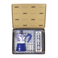 Image 2 of Bialetti Moka Pot + 3 Cups & Stirrers Gift Set Dolce & Gabbana Blue Mediterraneo