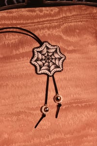 Image 1 of Spider Web Bolo Tie (Black beads)