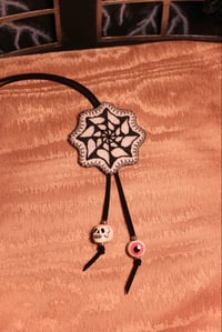 Image 1 of Spider Web Bolo Tie (Pearl beads)