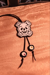 Image 1 of Skull Bolo Tie (Black beads)
