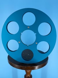 Image 1 of Burlington Recording 1/4" x 10.5" Vintage Type BLUE NAB Metal Reel in Gray Box - Round Windows