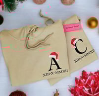 Image 1 of Personalised Roman Numerals and Eachothers Initials Christmas Hoodie 
