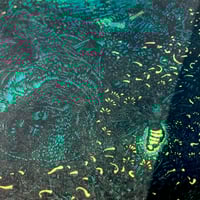 Image 3 of Eastern Red Bat with Fireflies - Wood Engraving Reduction Print