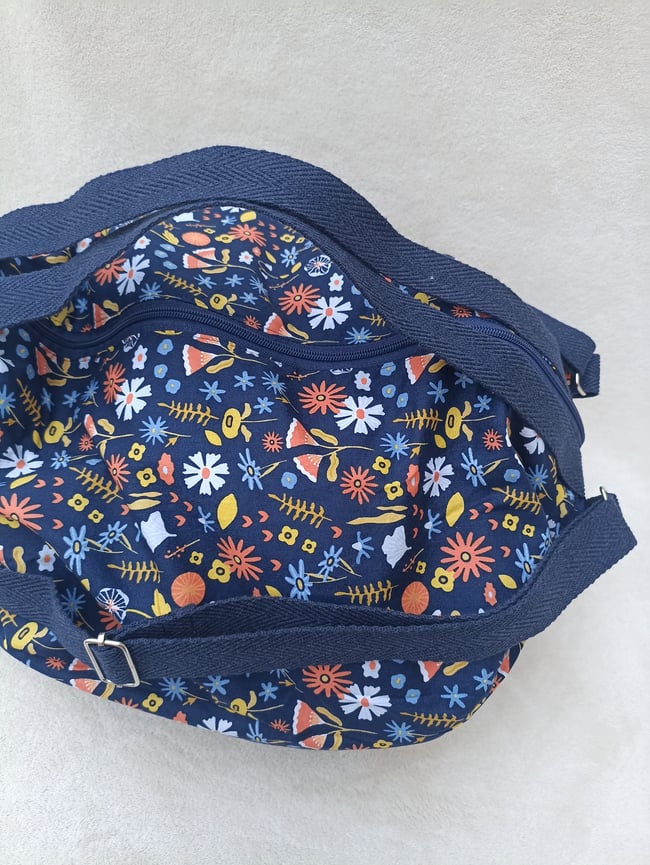 Bolsa Mary Flores Azul Naranja